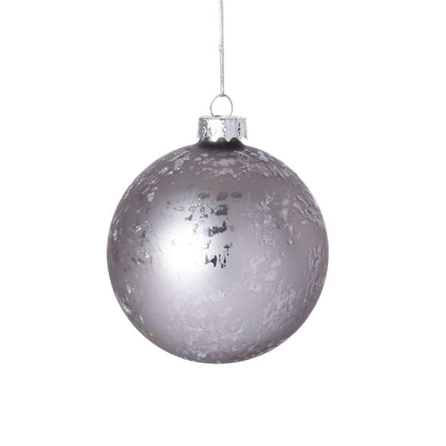 Boule de noël décorative en verre D8 Couleur gris <span itemprop=