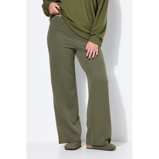 Pantalon large à taille haute palmiers verts <span itemprop=
