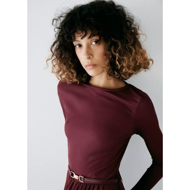 Robe combinée plissée grenat <span itemprop=