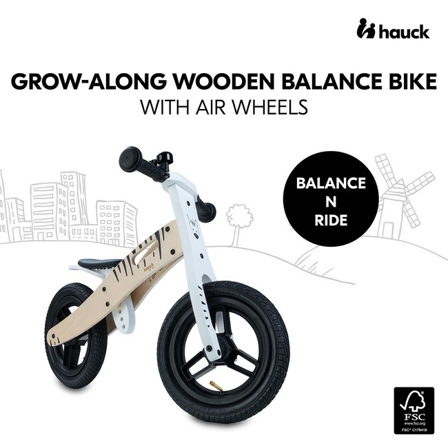 Balance n ride turtle wooden balance bike white Hauck La Redoute