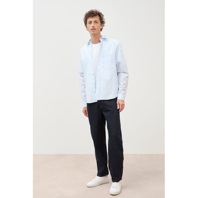 Jeans large longueur 32 en coton denim brut rinse <span itemprop=