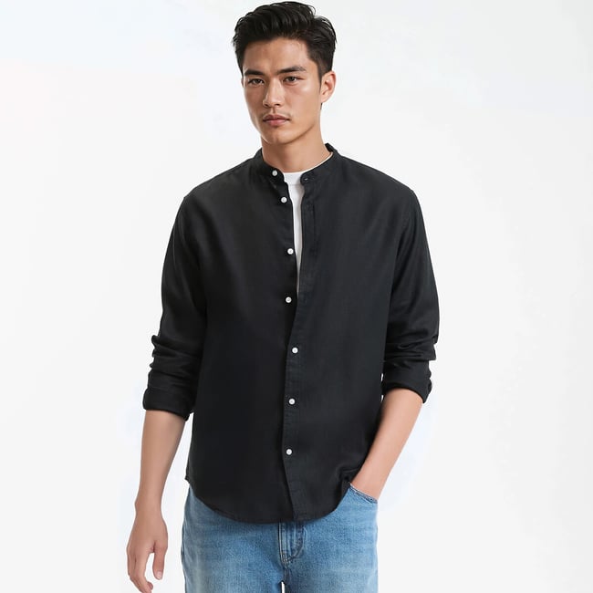 Chemise droite, col mao en lin, Signature AURELE - LA REDOUTE COLLECTIONS