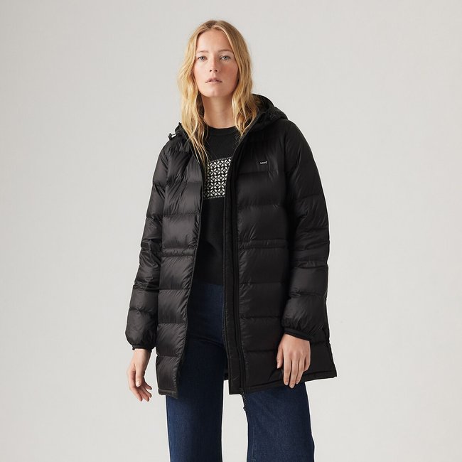 Long Hooded Padded Jacket, black, LEVI'S