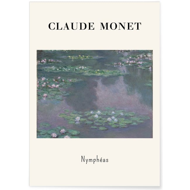 Affiche Claude Monet - Nymphéas Couleur blanc <span itemprop=