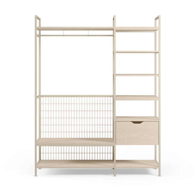Dressing ouvert modulable 2 éléments en métal et bois L140xH179,5cm - AQABA - DRAWER