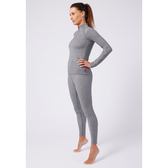 T-shirt col zippé Comfort Thermolactyl 4 gris chiné moyen <span itemprop=