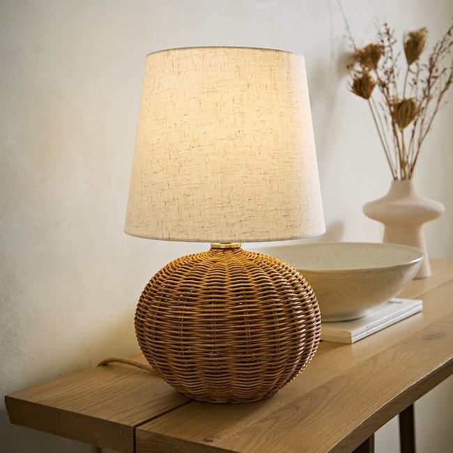 Hemley Wicker Base Table Lamp with Shade, natural, ÉDITÉ