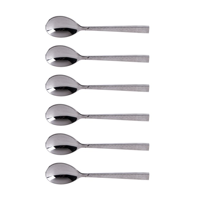 Coffret de 6 cuillères moka Martele Couleur argent <span itemprop=