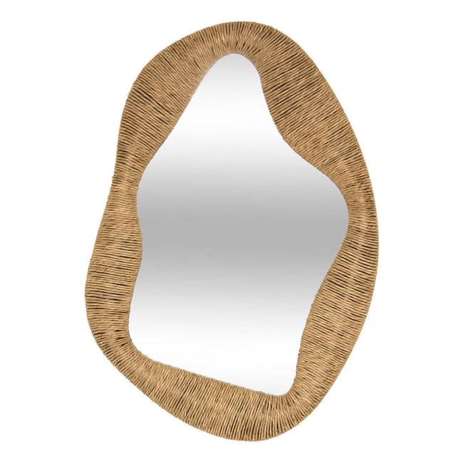 Miroir ovale en osier SANOA Couleur beige lin <span itemprop=