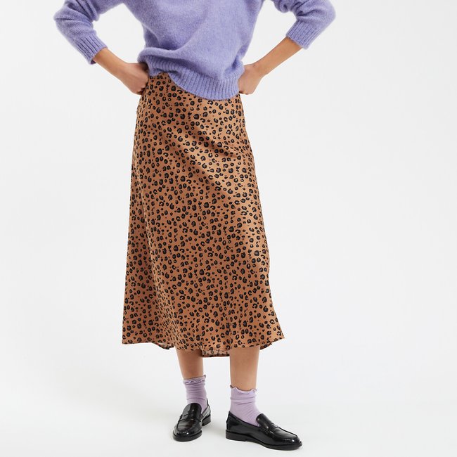 Jupe évasée imprimé animalier, Signature Marion imprimé léopard <span itemprop=