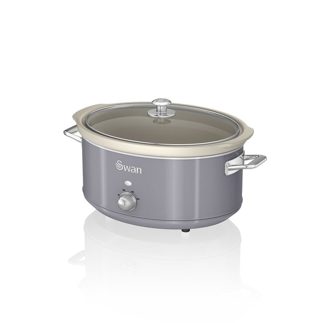 Retro 6.5L Slow Cooker - SF17031, grey, SWAN
