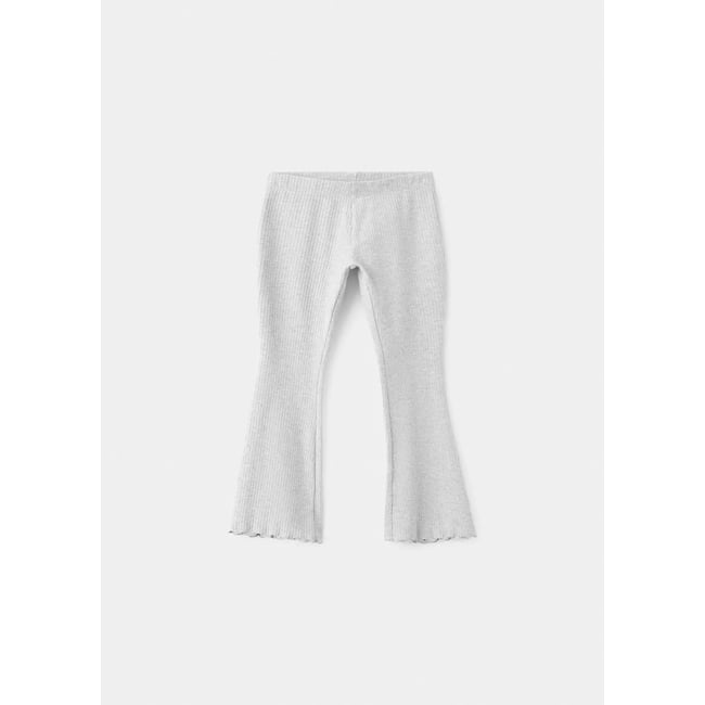 Legging maille côtelée coton gris chiné clair <span itemprop=