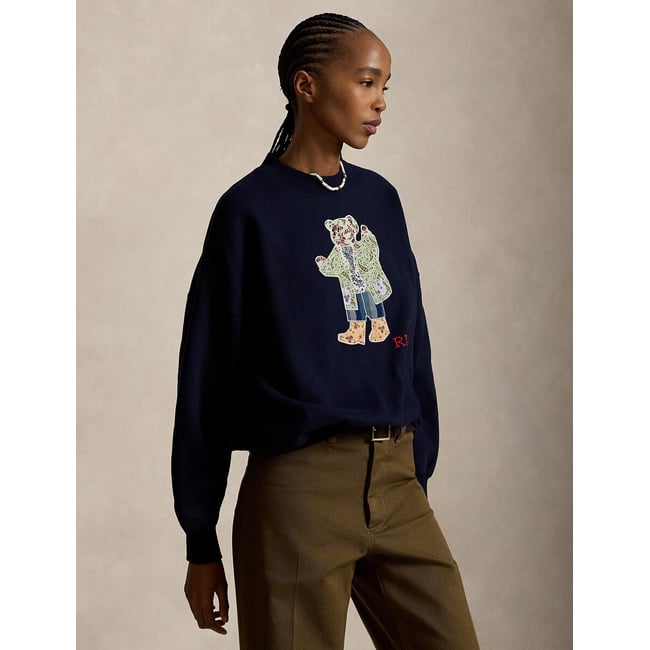 Felpa girocollo, POLO BEAR patchwork navy POLO RALPH LAUREN