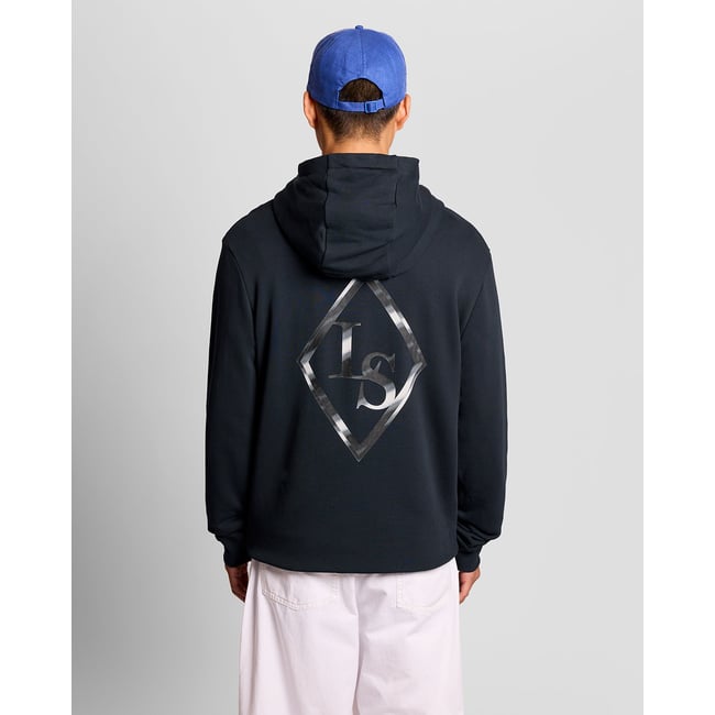 Sweat-shirt imprimé dos graphique bleu foncé marine <span itemprop=
