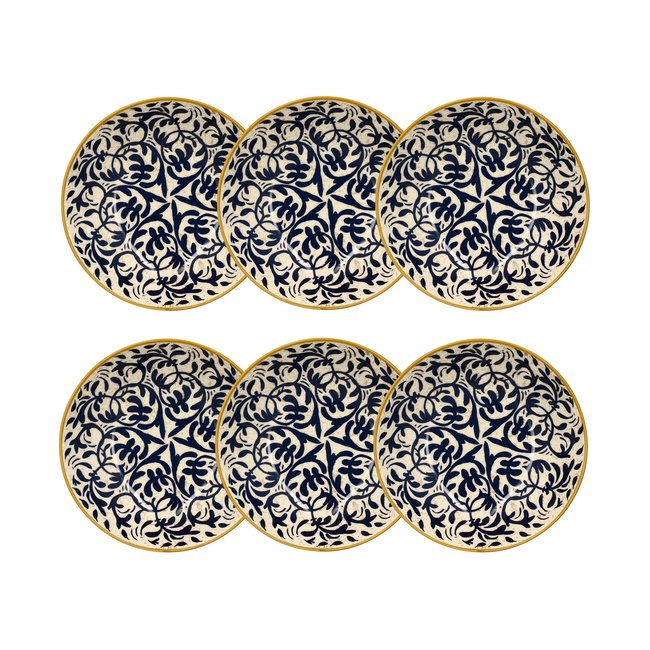 Lot de 6 assiettes à dessert 19cm en grès décor bleu Héraclée