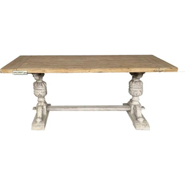 Table de salon en épicéa, Neoclasico Couleur blanc vieilli naturel <span itemprop=