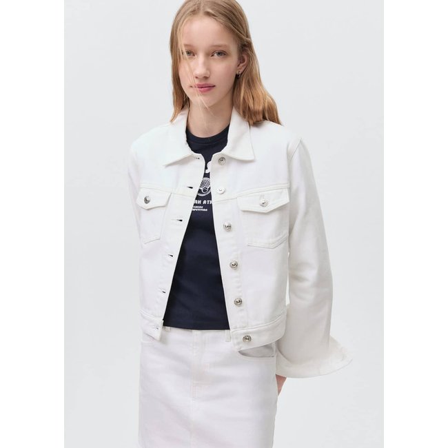 Blouson en jean blanc cassé <span itemprop=