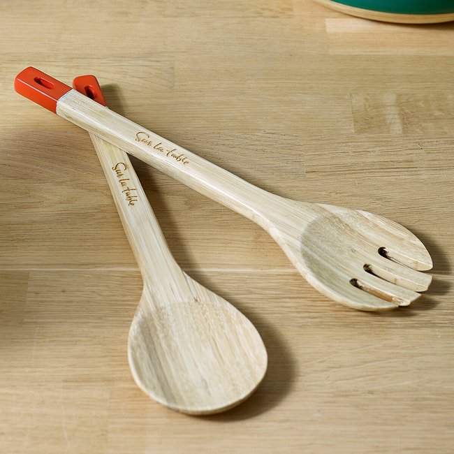 2-Piece Colour Me Happy Bamboo Salad Servers in Red, orange, SUR LA TABLE