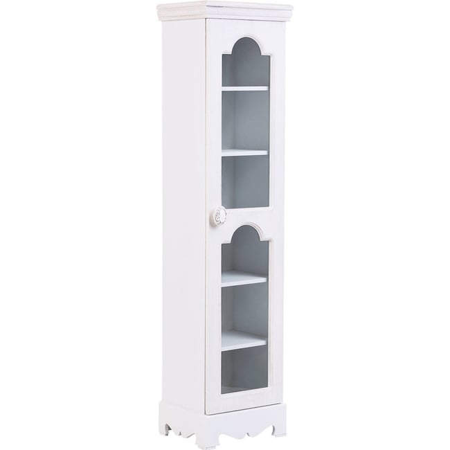 Vitrine vitrée rectangulaire en métal et bois Couleur blanc classique avec porte vitrée <span itemprop=
