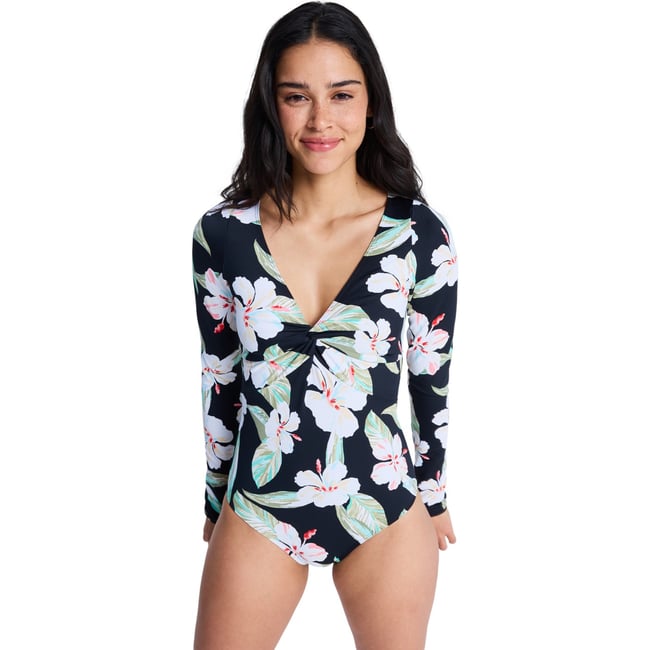 Maillot une pièce manches longues BEACH CLASSIC. noir anthracite spring charming <span itemprop=