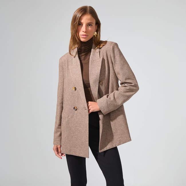 Veste blazer oversize MATHILDE taupe <span itemprop=