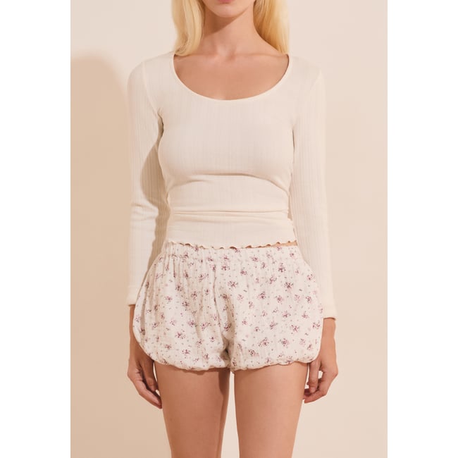 Short de pyjama à motifs en coton CLEA rose <span itemprop=