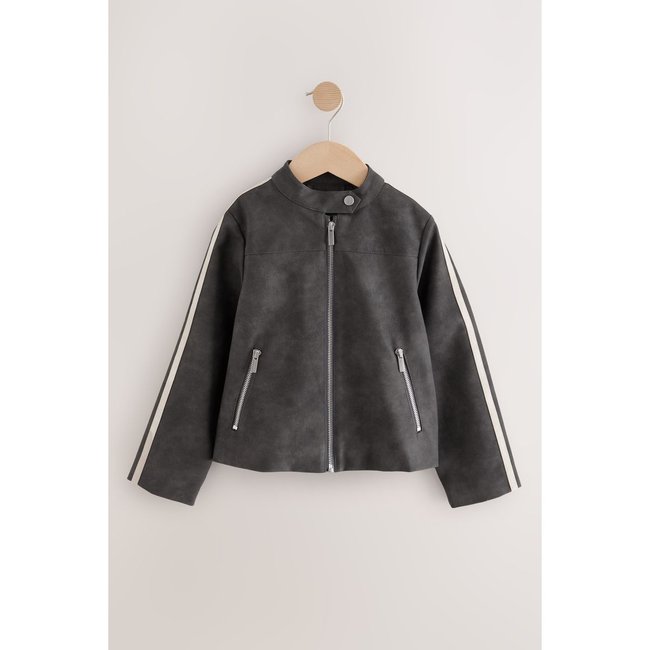 Blouson de motard en pu noir <span itemprop=