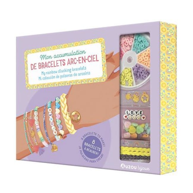 Ma boite a bijoux - Mon accumulation de bracelets arc-en-ciel multicolore <span itemprop=