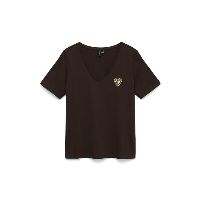 T-shirt à manches courtes avec détail poitrine marron chocolat <span itemprop=