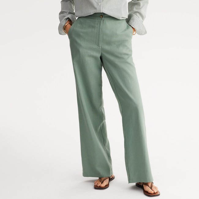 Pantalon large, lin mélangé - ANNE WEYBURN