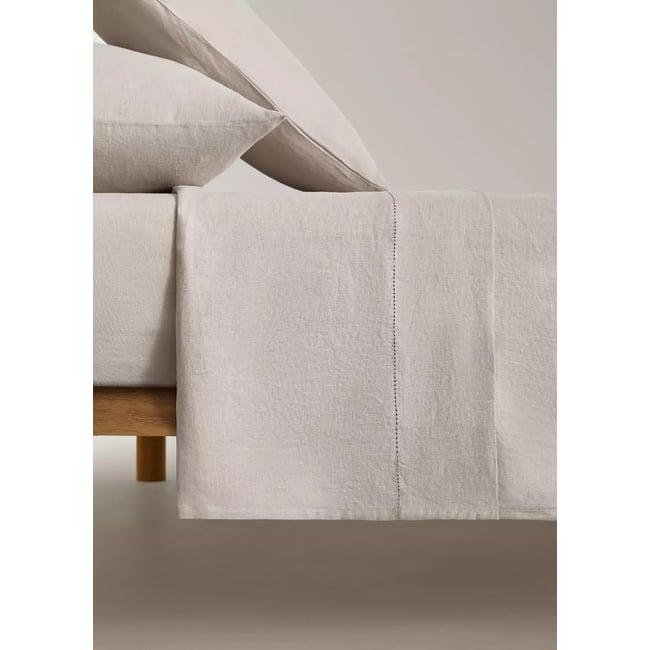 Drap plat enfant lin lavé lit 90 cm marron moyen <span itemprop=