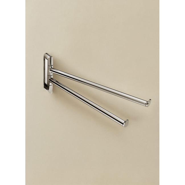 Porte Serviette Latéral Pivotant Double mural  MICRA Couleur chrome <span itemprop=