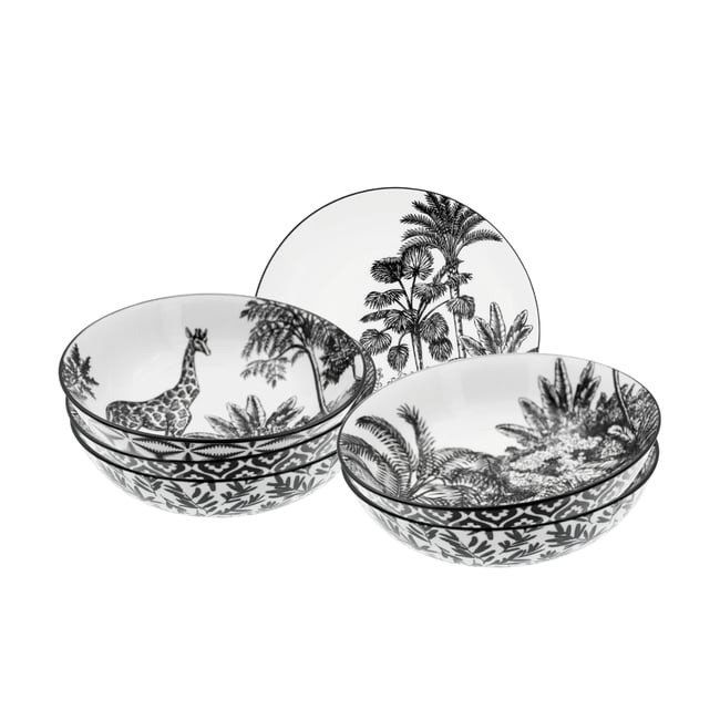 Lot de 6 assiettes creuses, SAVANA Couleur noir <span itemprop=
