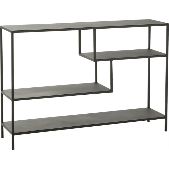 Étagère basse rectangulaire en métal à niveaux irréguliers Couleur noir mat contemporain <span itemprop=