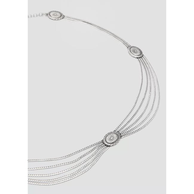 Ceinture chaînes détails gravés argent <span itemprop=