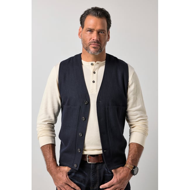 Gilet FLEXNAMIC®, tweed, motif à chevrons bleu marine <span itemprop=