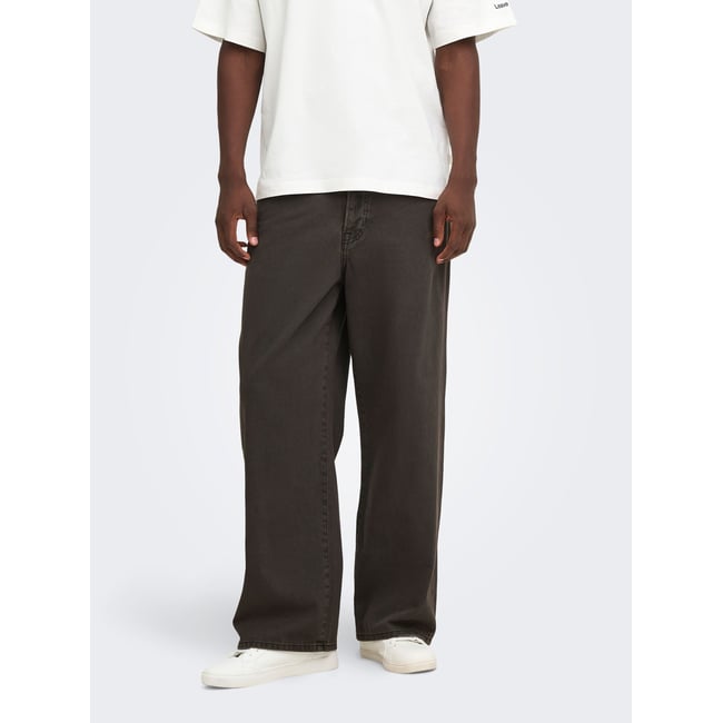Jean À Jambe Large marron - brown denim 1 <span itemprop=
