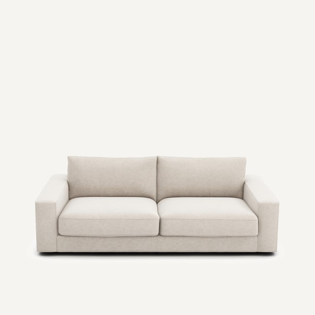 Canapé 3 places, convertible, en toile chinée, SKANDER Couleur ivoire <span itemprop=