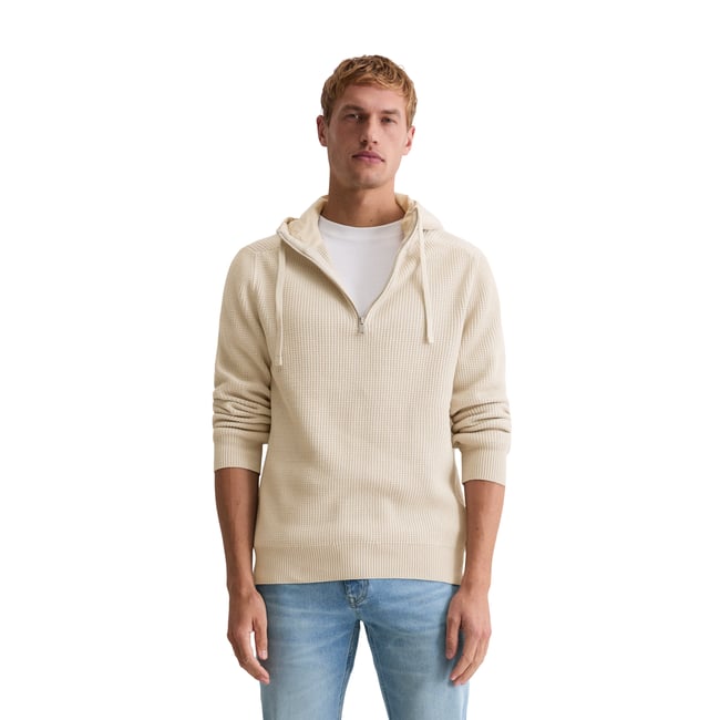 Troyeur à capuche regular en coton bio beige <span itemprop=
