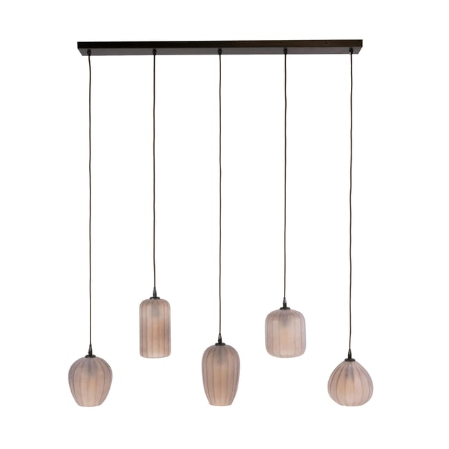 Suspension salle à manger verre brun dépoli 5 lampes NOVA Couleur marron <span itemprop=