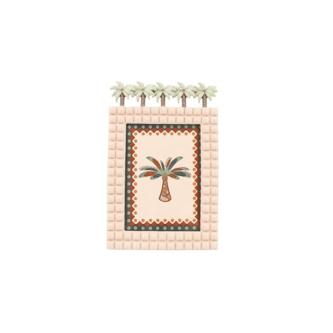 Cadre photo palmiers en résine 13x18cm Couleur beige <span itemprop=
