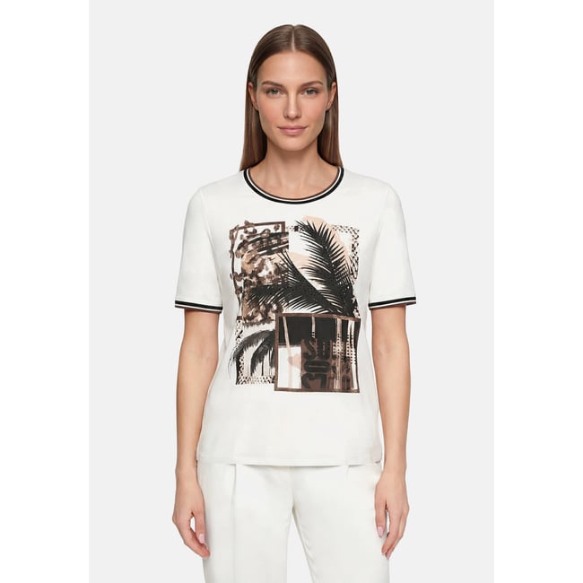T-shirt basique à impression patch cream/brown <span itemprop=