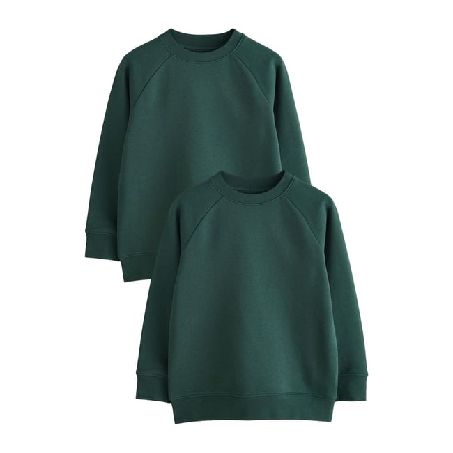 Sweat d'école à col ras du cou, lot de 2 vert <span itemprop=