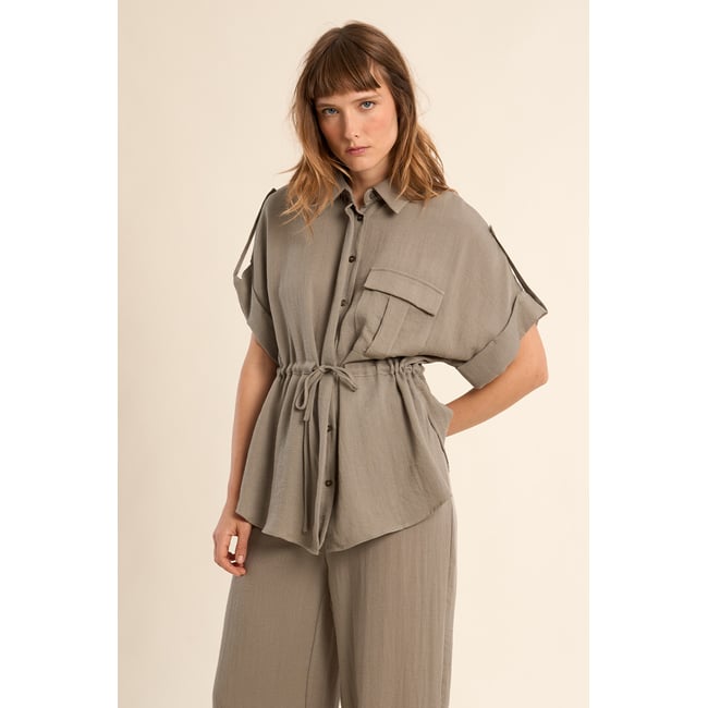 Chemisier Safari, nouable à la taille v002239 <span itemprop=