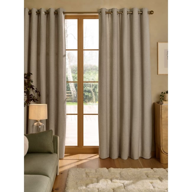Rideaux doublés en lin mélangé tissé et doux naturel <span itemprop=