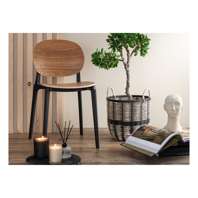 Chaises de salle à manger naturel/noire style japandi (lot de 2) - YUMI Couleur noir <span itemprop=