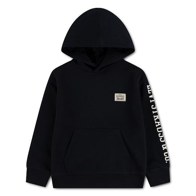 Sweat à capuche, texte imprimé sur une manche, en molleton noir <span itemprop=