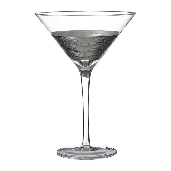 Set of 2 Silver Crosshatch Cocktail Glasses, silver-coloured, SO'HOME