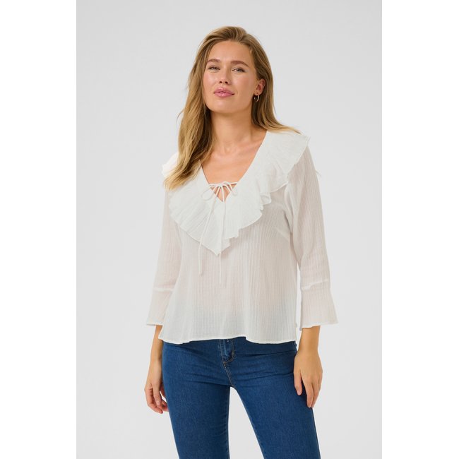 Blouse with long sleeve coupe regular blanc chalk <span itemprop=