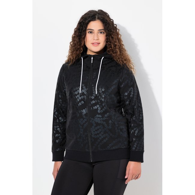 Sweat-shirt à capuche et manches longues noir <span itemprop=